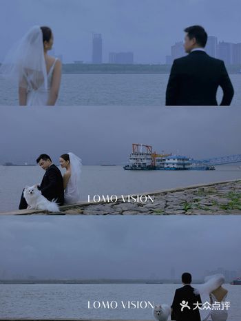 阴天下拍的电影感婚纱照雾霾蓝太高级了