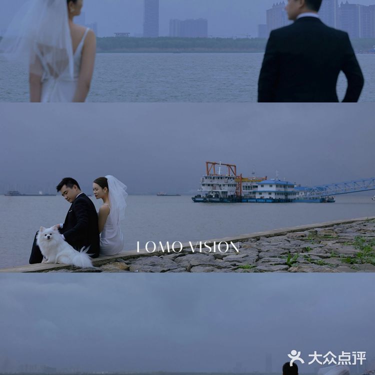 阴天下拍的电影感婚纱照🔵雾霾蓝太高级了