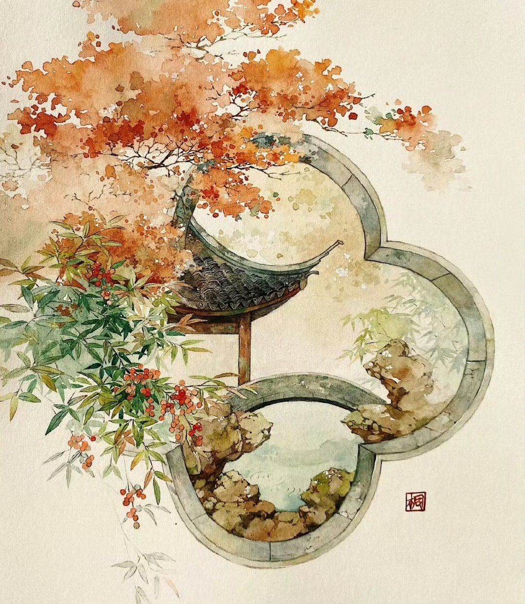 0元玩转这座城#感受国画的意境之美#一起学画画#国画#水彩#水彩 