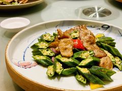 黑猪肉炒秋葵-广州文华东方酒店·江-由辉师傅主理