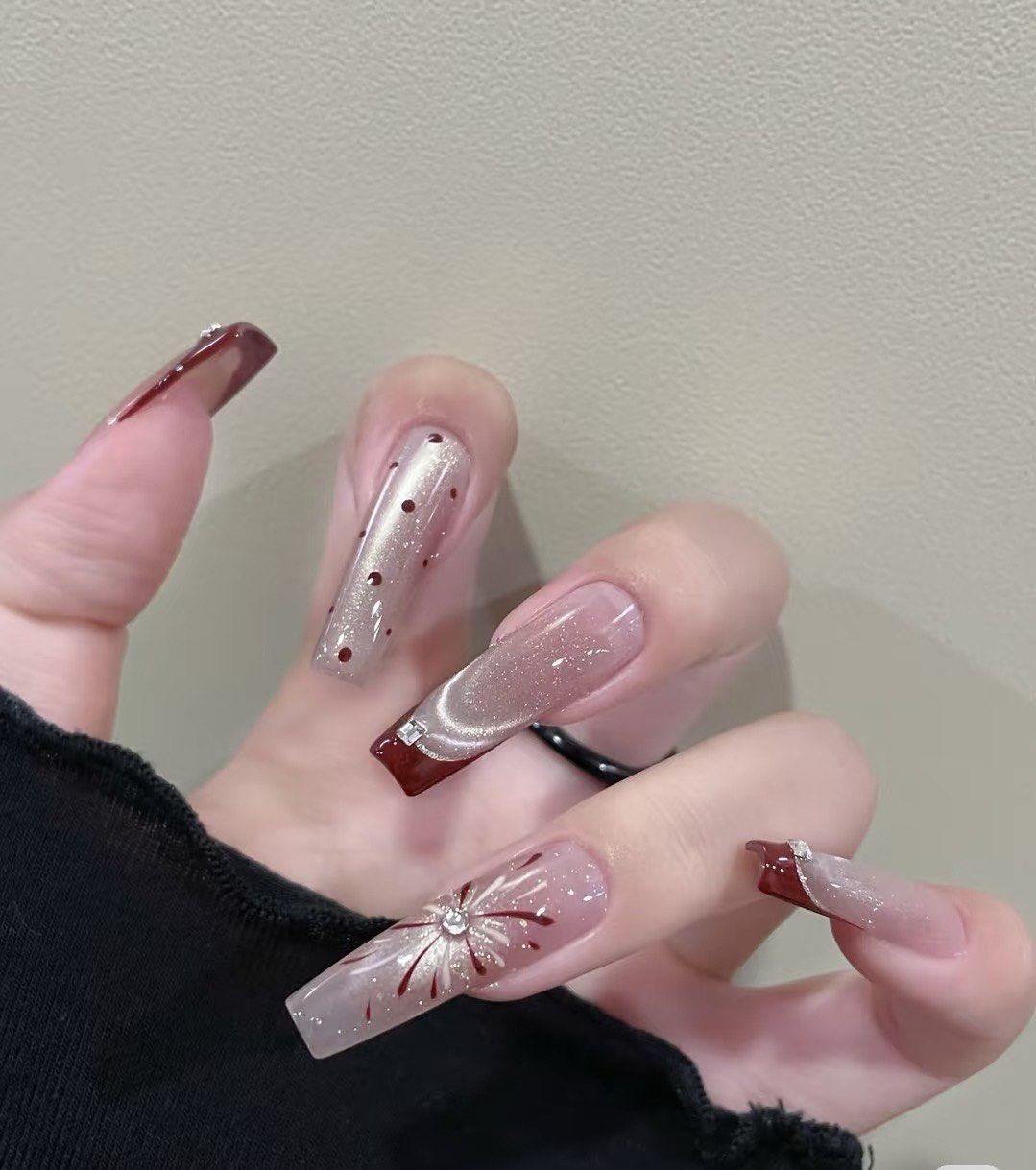 024秋冬美甲 #兰州西固\n藕粉色打