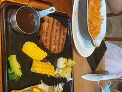 烤海鲈鱼牛排拼盘-必胜客(巴沟店)