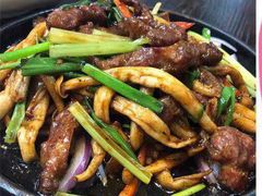 铁板海鲜菇爆牛柳-凤厨顺德水乡凤味馆(大良锦龙路店)