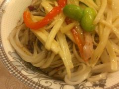 虾卤拌面配茭白毛豆炒肉丝浇头！-丁老爷子苏香圆