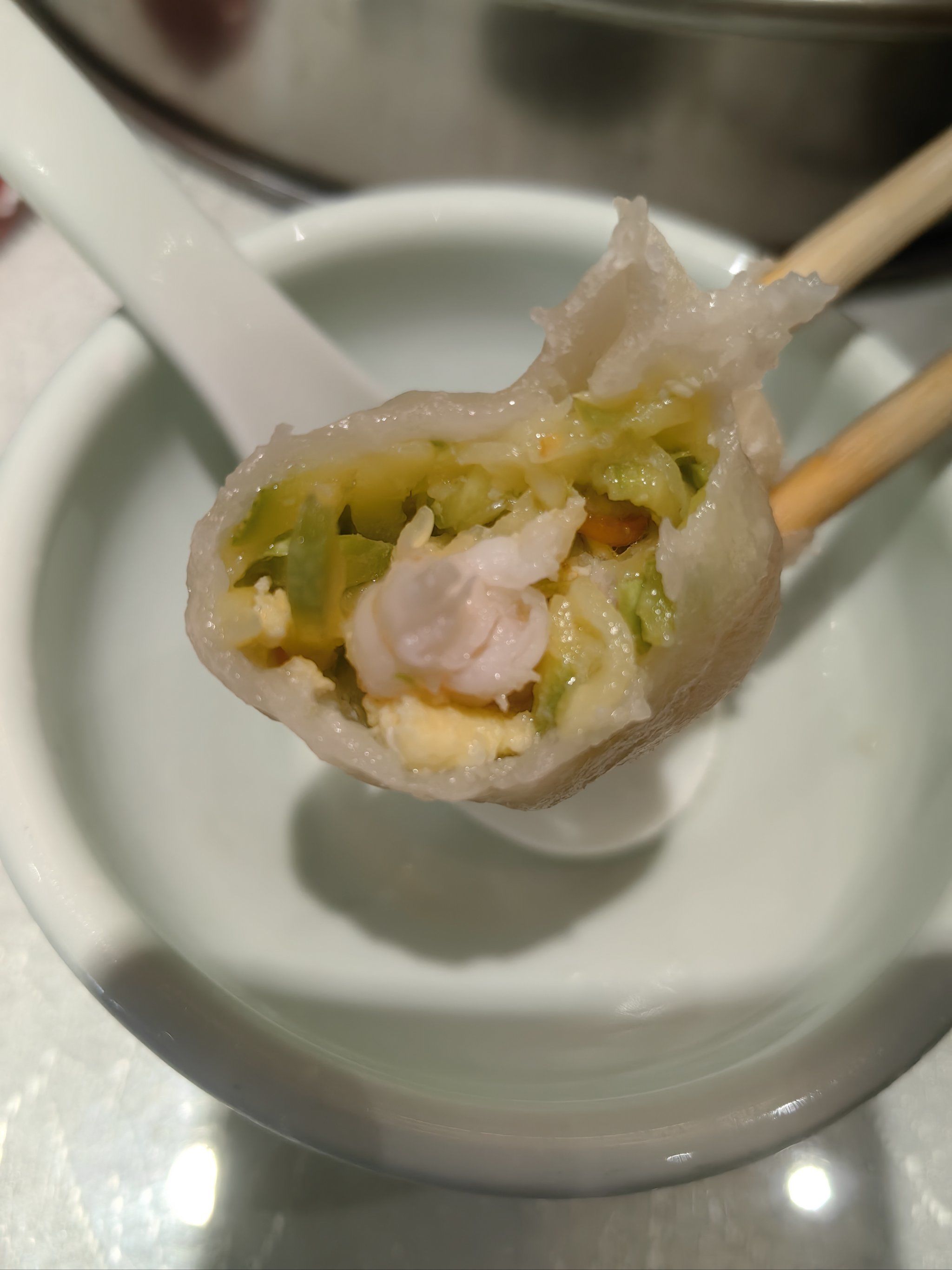 王厚元饺子浑南店,点的海三鲜蒸饺,角瓜虾