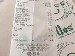 账单-Versailles Restaurant Cuban Cuisine