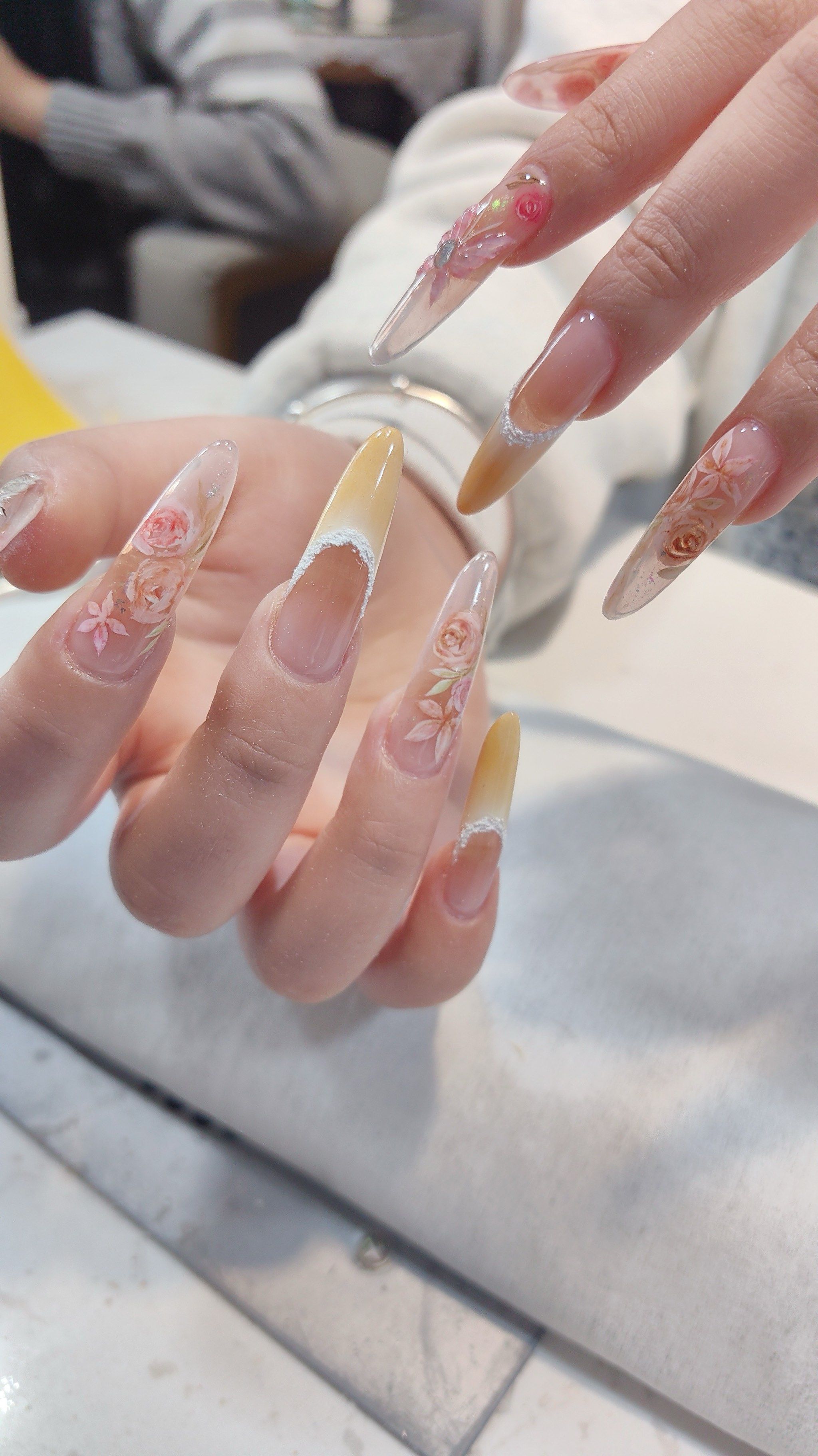 超绝美甲水彩玫瑰