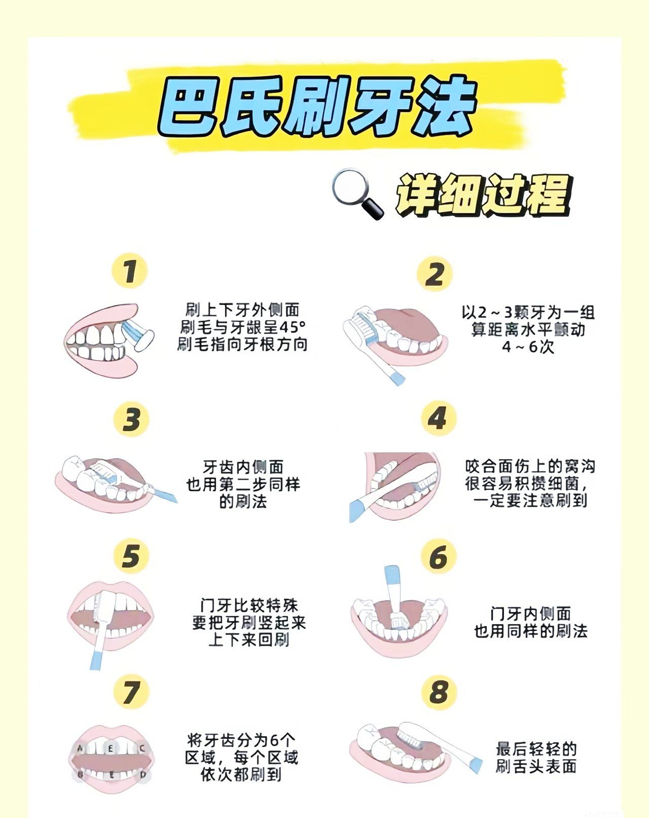 8️⃣步详解巴氏刷牙法❗❗\\n? 巴