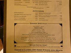 菜单-Keens Steakhouse