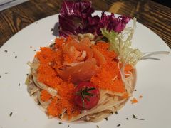 煙三文魚蟹籽卡邦尼扁意粉-layback cafe & bar