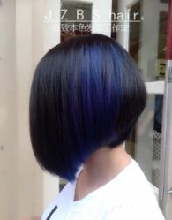 bob+后部底部蓝色染发-极致·本色 发型工作室
