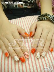点击看大图 橘色小碎花-STAR美甲店