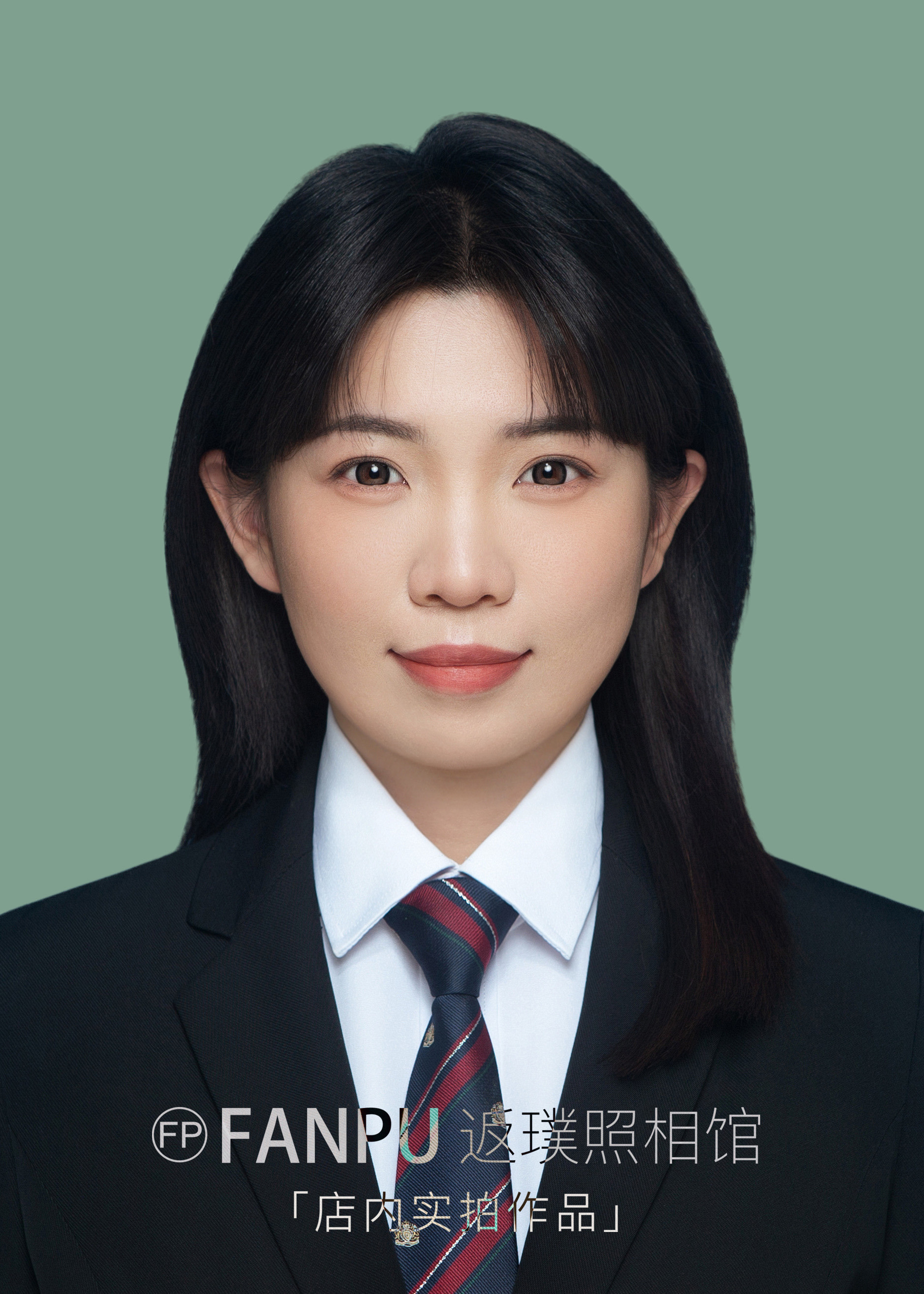 国旗飘扬的证件照