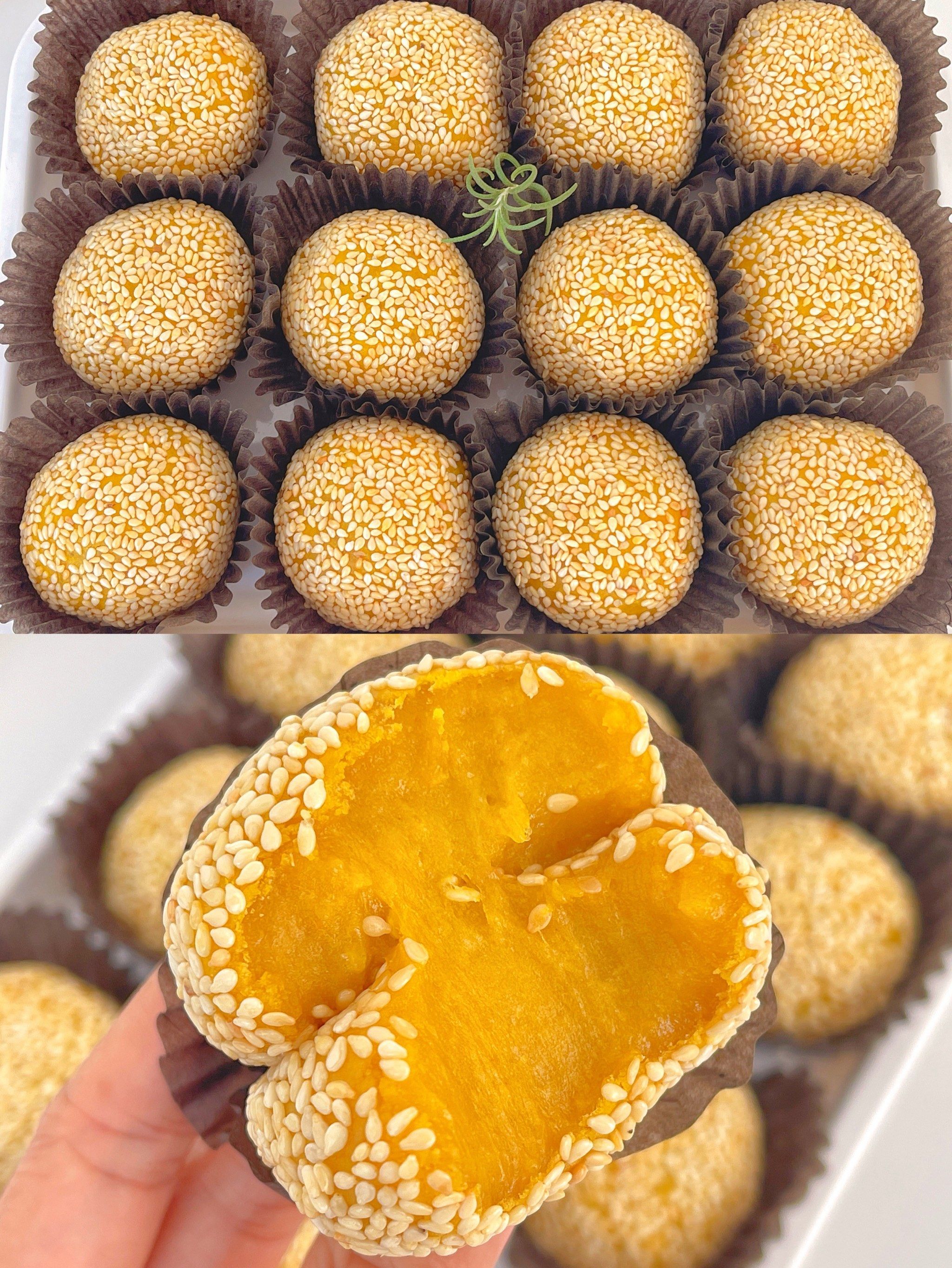 空气炸锅版南瓜芝麻球
