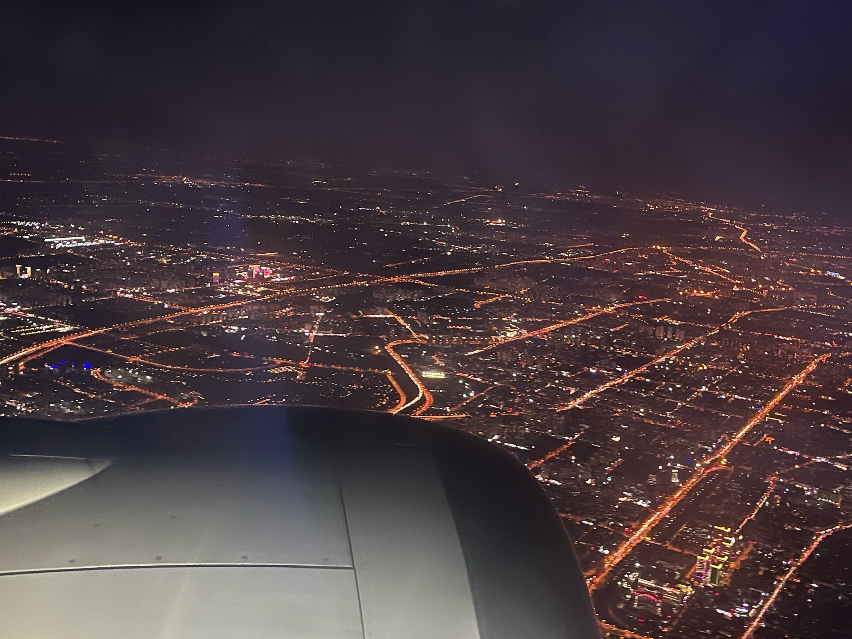 0元玩转这座城飞机上的俯视:天津的夜晚
