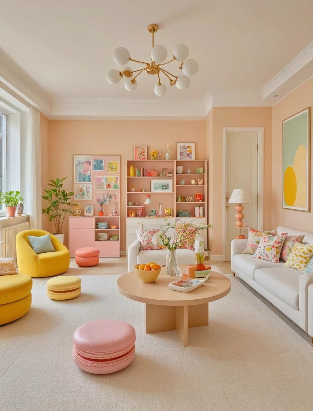 🌈 马卡龙色系客厅,打造你的梦幻居家空间!