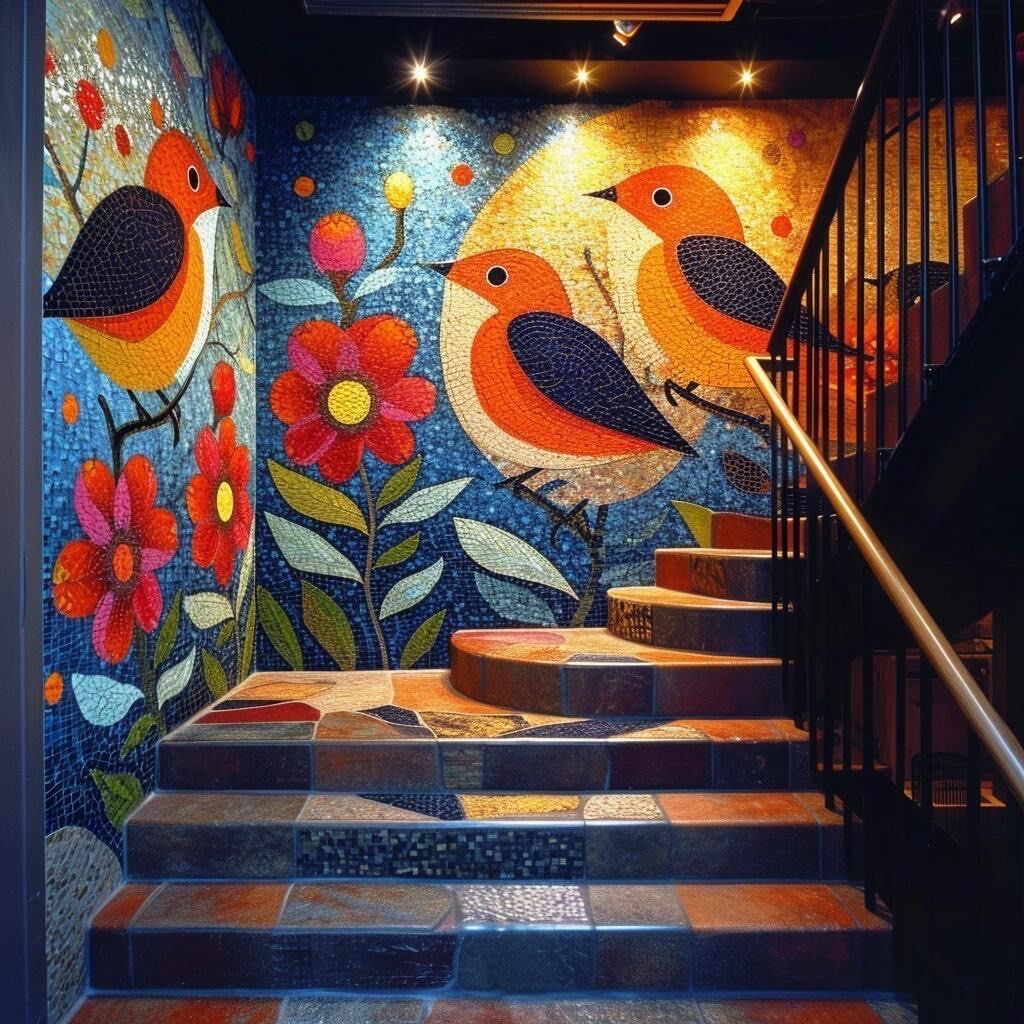 增添一份独特和令人愉悦的氛围#楼梯彩绘 #给墙涂个鸦吧 #墙体绘画