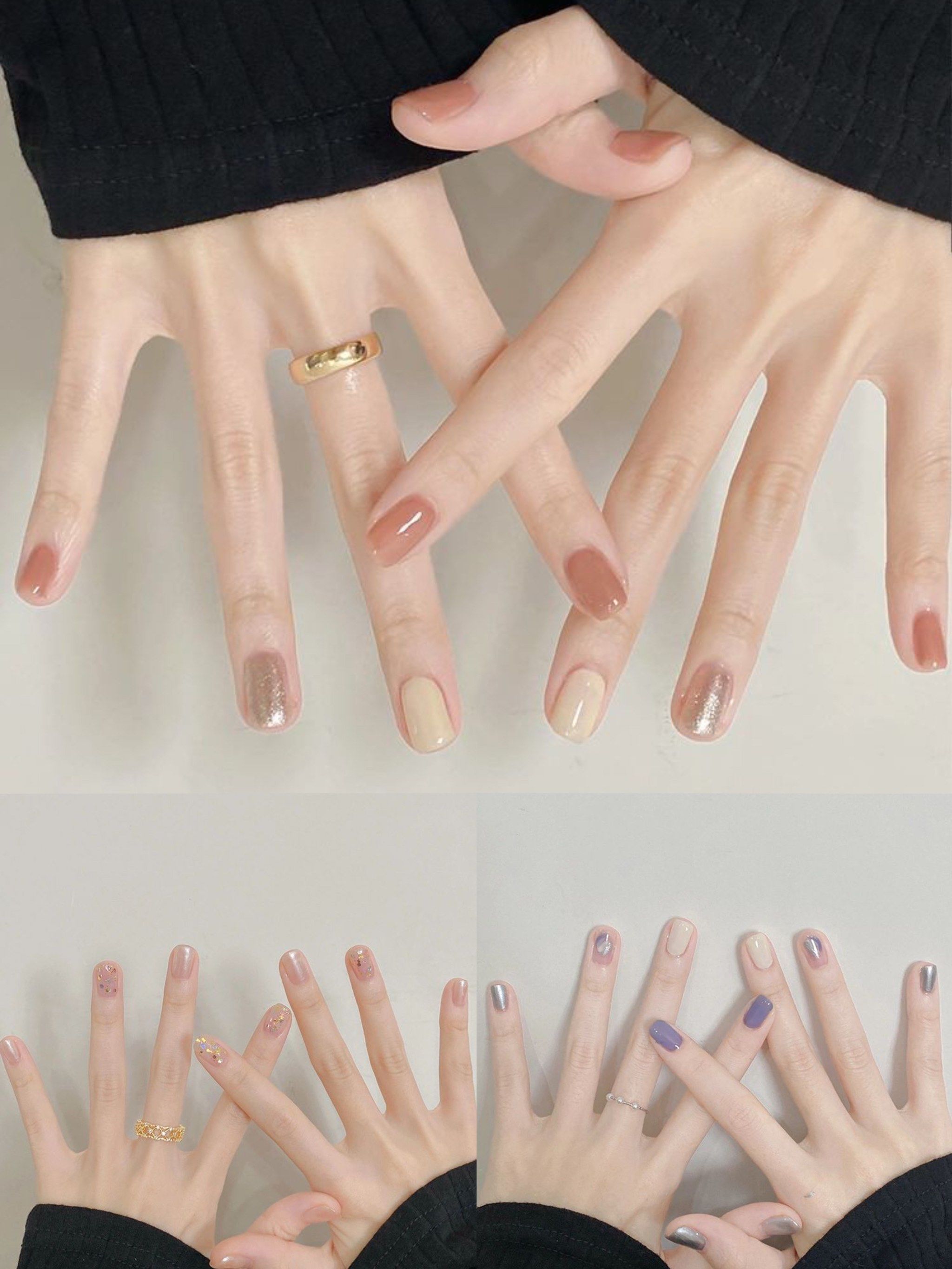 秋季时尚温柔甜美气质简约美甲