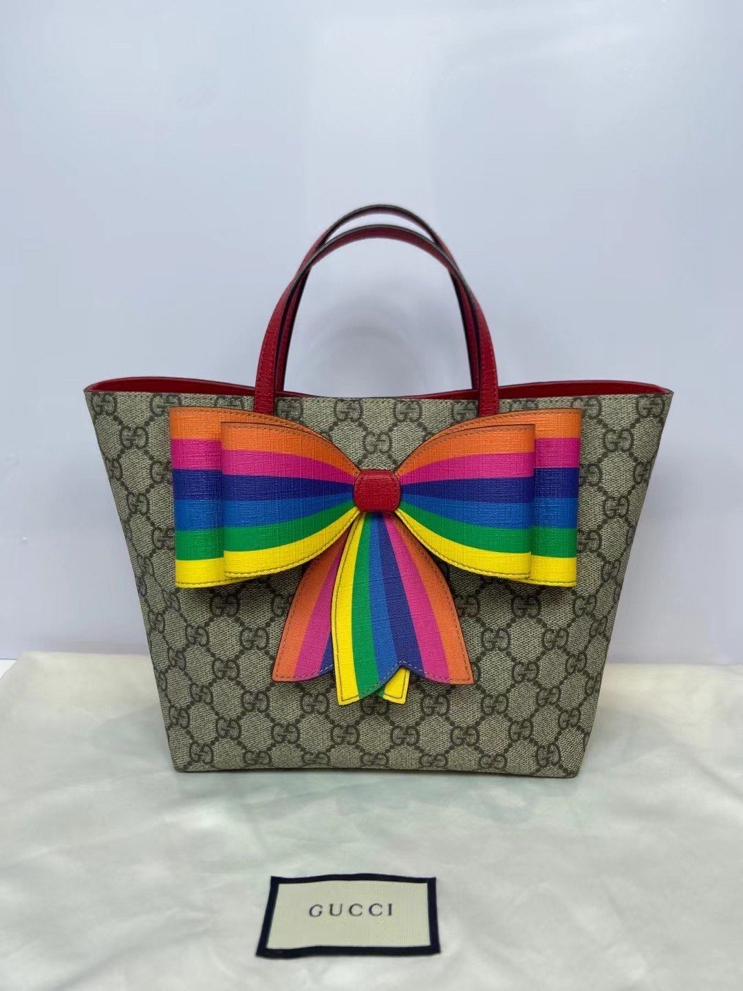gucci古驰 儿童彩虹蝴蝶结手提包