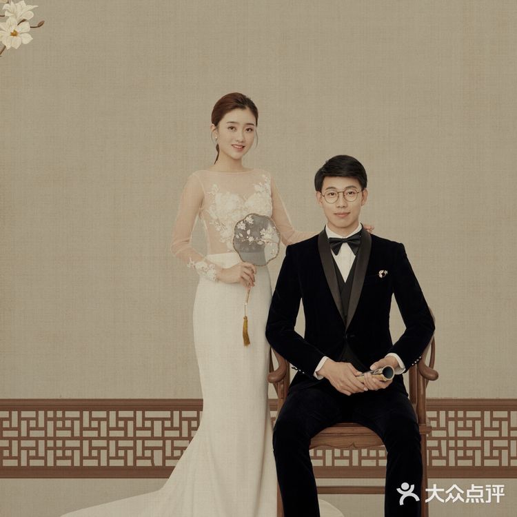 工笔画婚纱照成片 满屏的中国风 越简单越高级