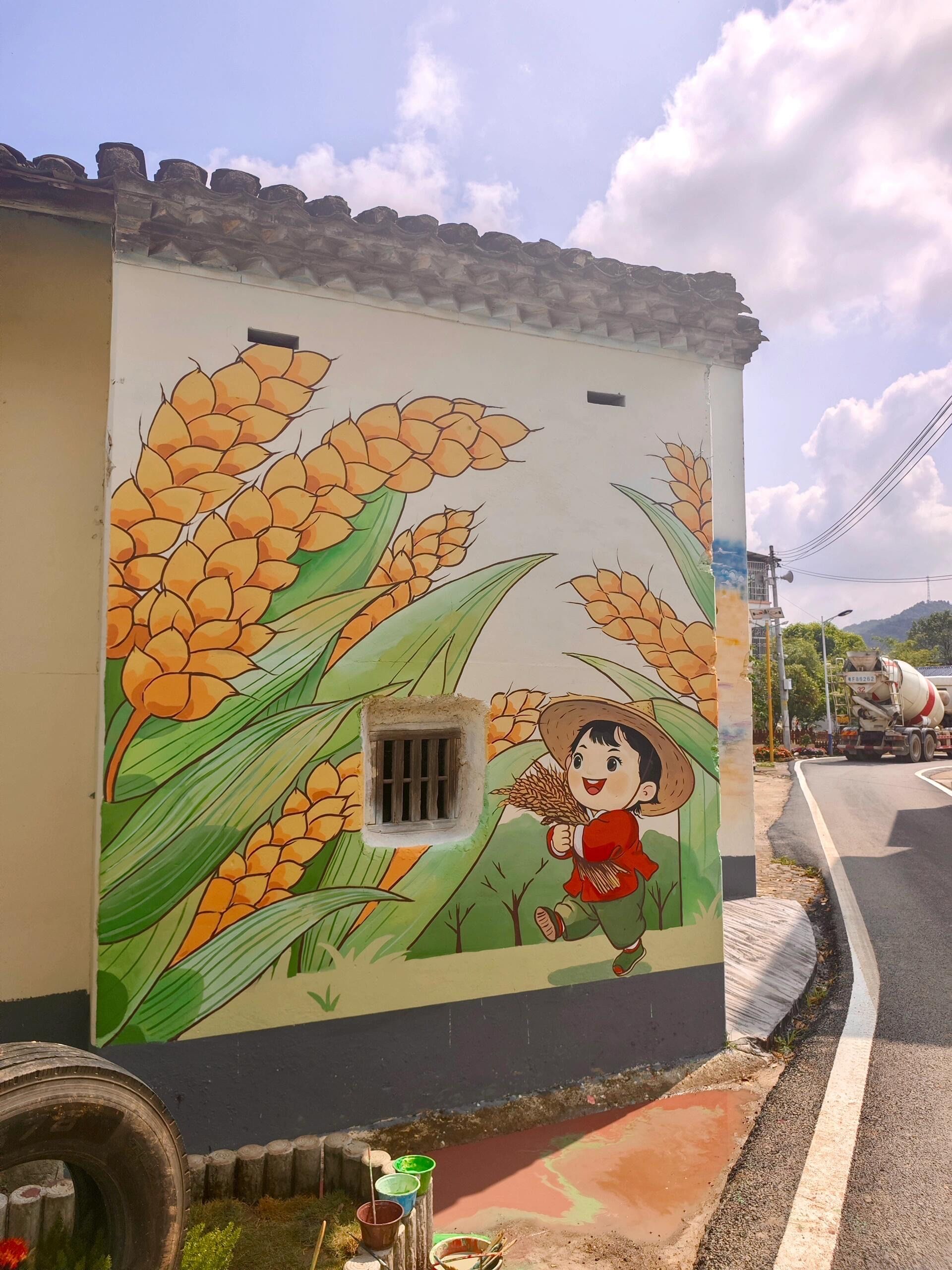 丰收的季节 #乡村墙绘 #美丽漂亮乡村墙绘#美丽乡村墙绘壁画 #美丽乡