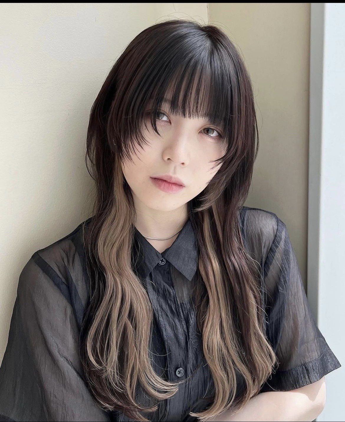 日系水母头挂耳染圆脸菱形脸可以尝试#短发挑染 #欧美混血挑染