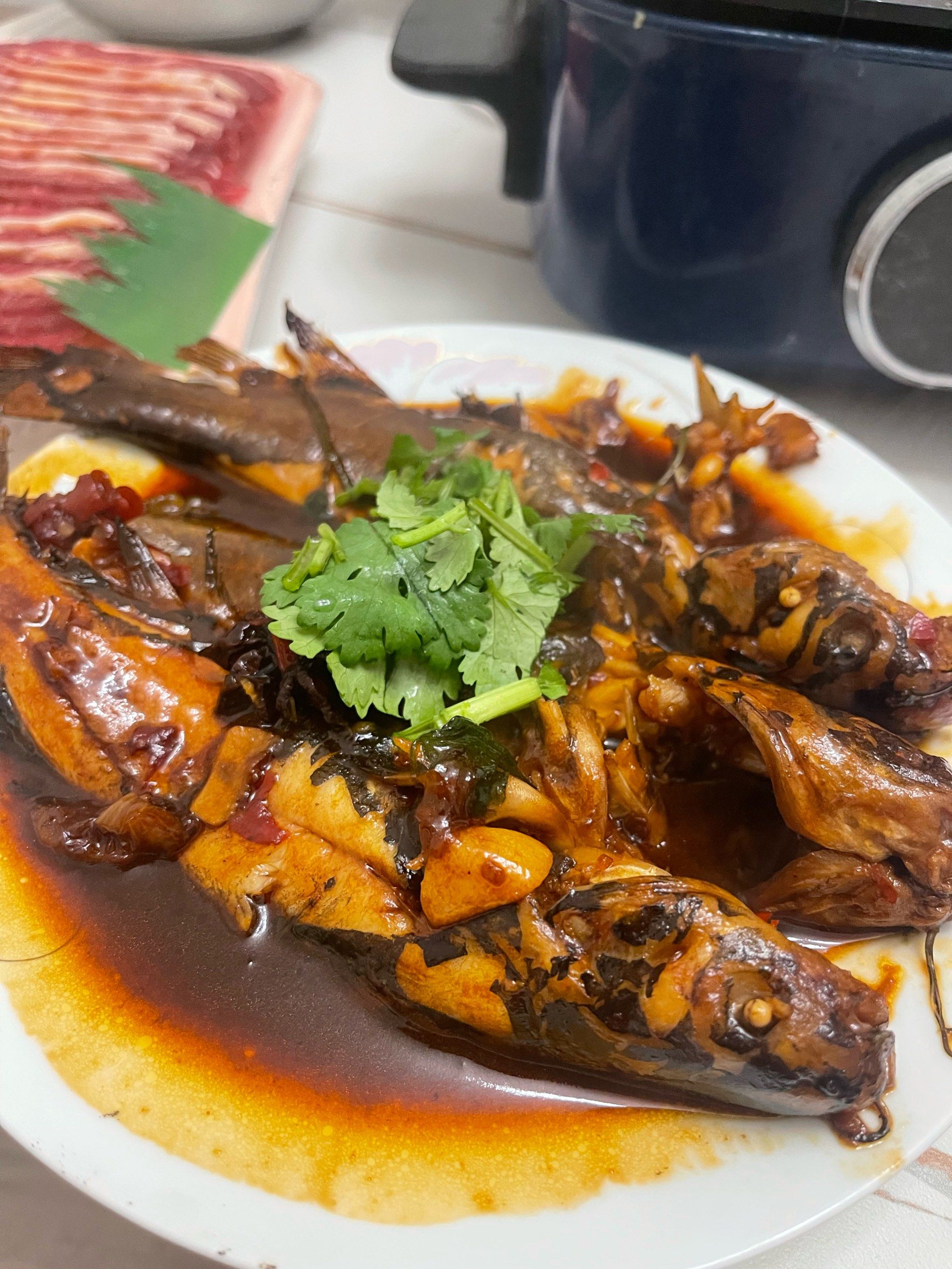 灵魂配料  郫县豆瓣酱 
嘎牙子这个鱼有黏液,所