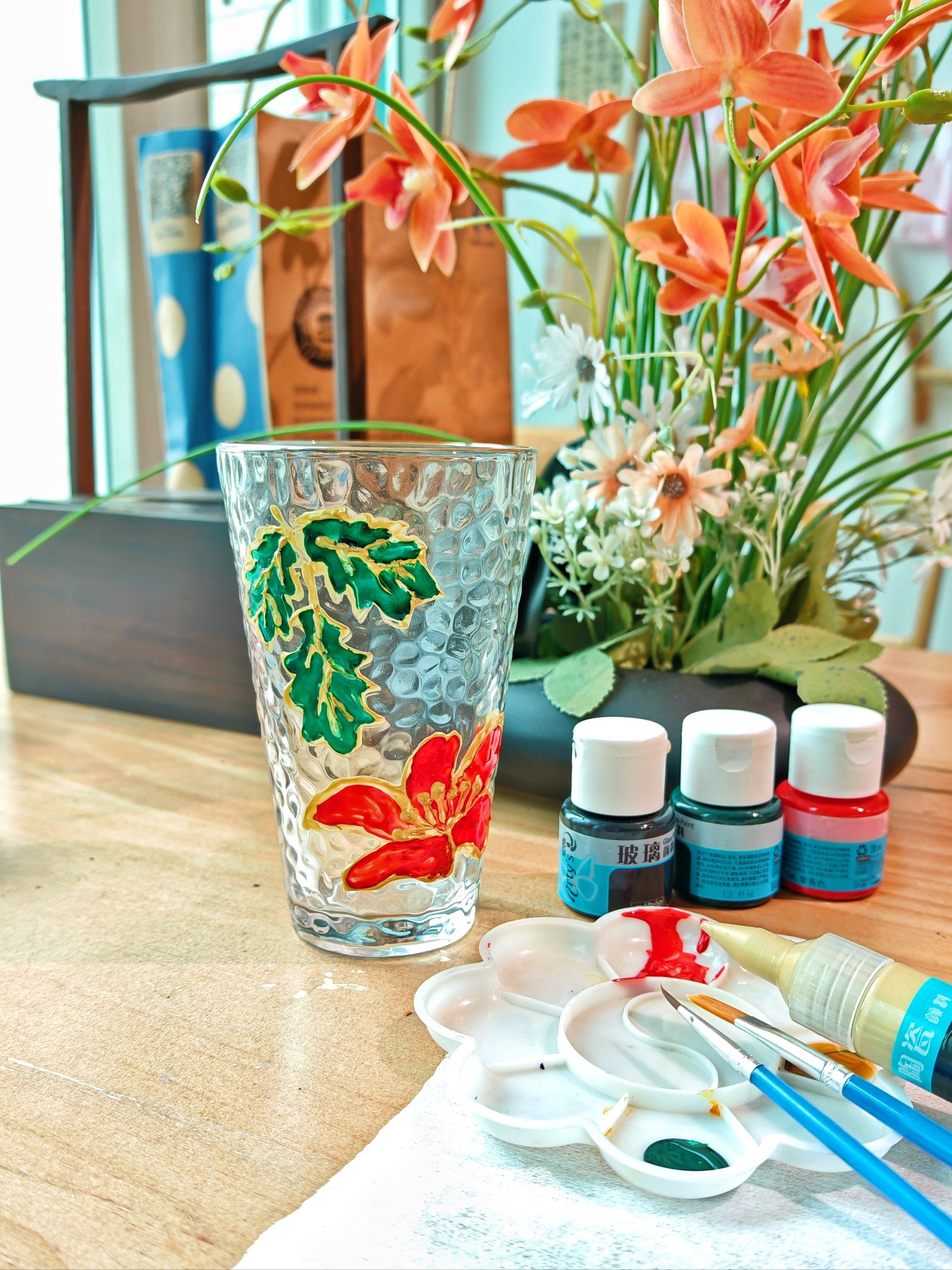 春熙路手工diy玻璃杯彩绘