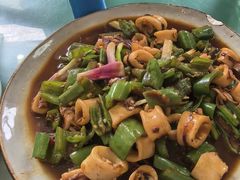 尖椒炒鲜鱿-巽寮印象美食部落餐厅·海鲜·地方特色菜(惠州体验店)