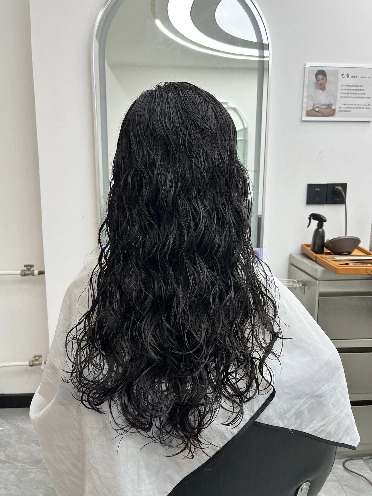 长黑发慵懒风法式烫真实的样子