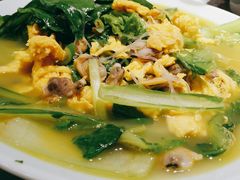 蚬肉小白菜炒鸡蛋-李记饺子·熏酱东北菜(欢乐谷店)