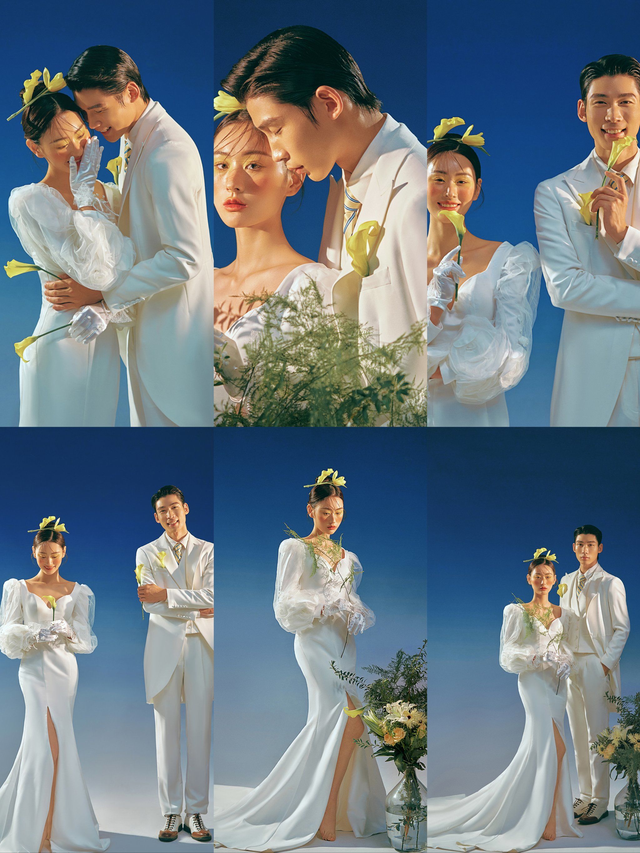 深蓝色背景情侣婚纱照