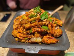 炭火干锅虾+鱿鱼须-炭舍干锅·烤鱼(扬名广场店)