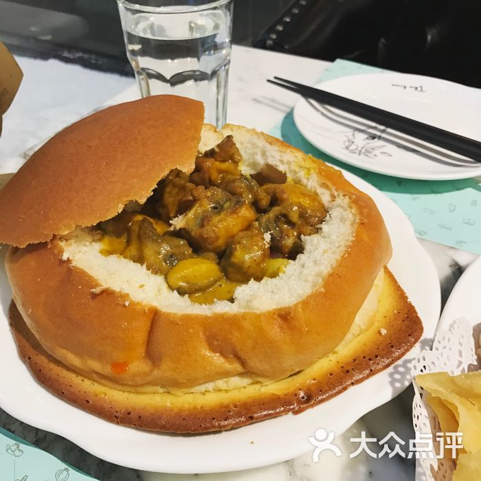 大树餐厅咖喱面包鸡图片 