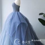 冰蓝色轻奢定制款小礼服