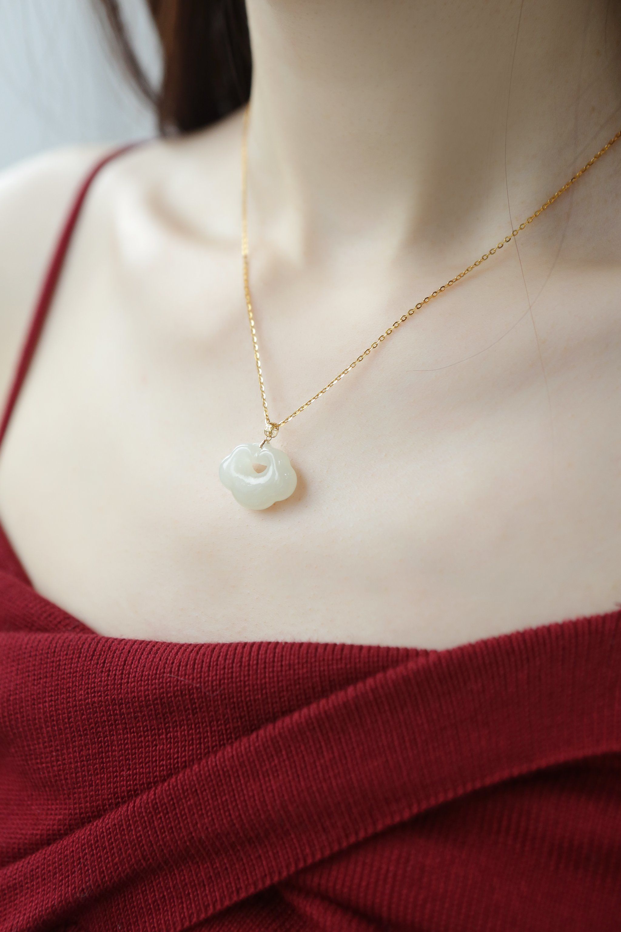 💖开启幸运之门,和田玉平安如意锁项链🔐