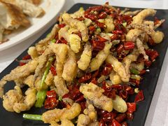 干煸鱿鱼须-大眼锅贴水饺(河东店)