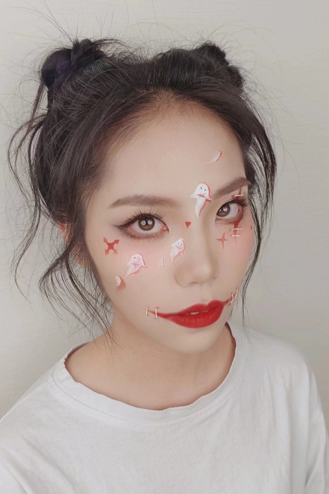万圣节画这个!可爱甜酷小丑妆容