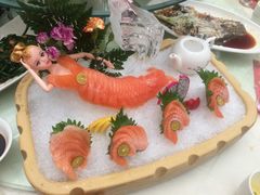 现杀三文鱼刺身98一斤-雅和生态渔庄·宜城锅巴饭(龙灵山公园店)