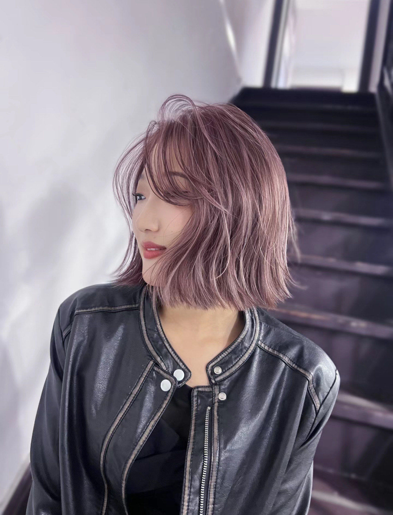 不用全漂的粉紫系 齐肩短发的吸睛雾感粉紫色系