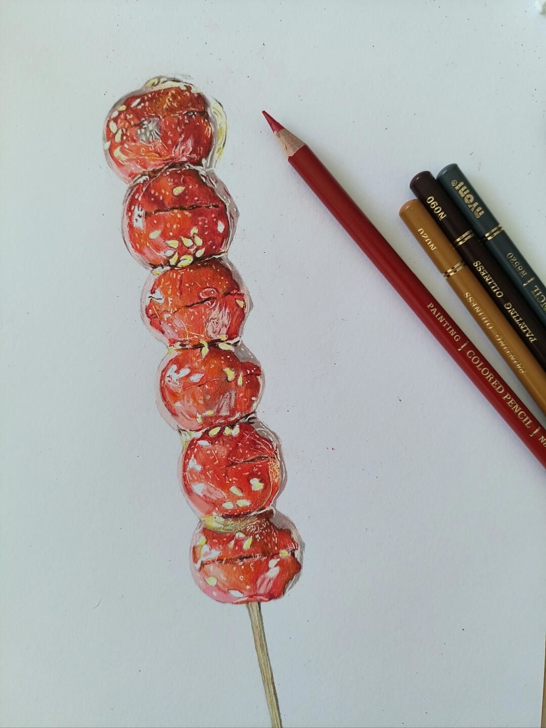 惊艳朋友圈!冰糖葫芦彩铅画教程