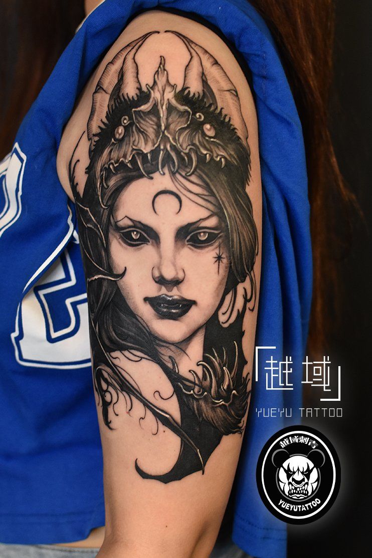 欧美暗黑女神纹身