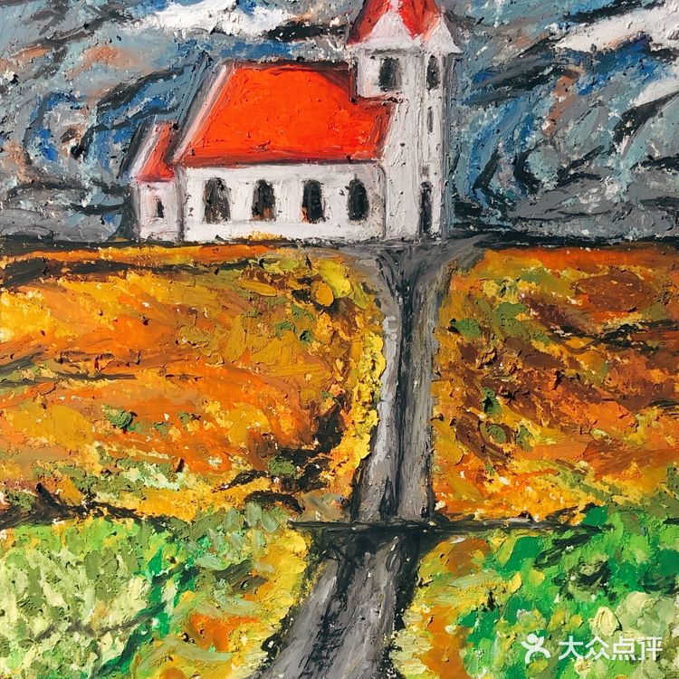 宅家坐地日行三万里，画个冰岛红顶教堂 油画棒是丹可林