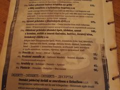 菜单-Krčma Šatlava