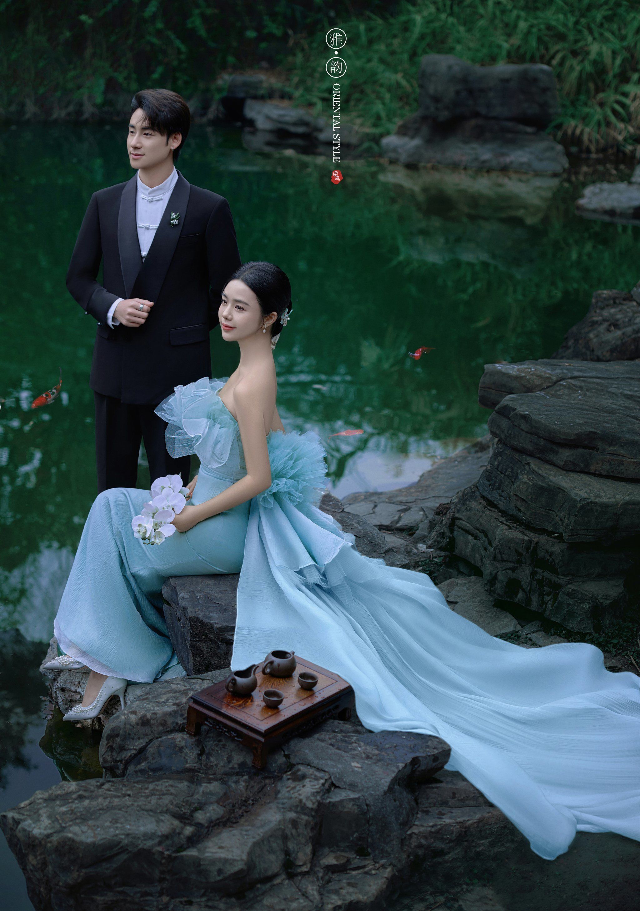 中式园林鱼尾裙婚纱照96古典与现代的完美融合!