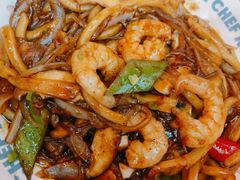 关西虾仁秘炒乌冬-仙隐小鹿中華の日料(荣民龙首广场店)