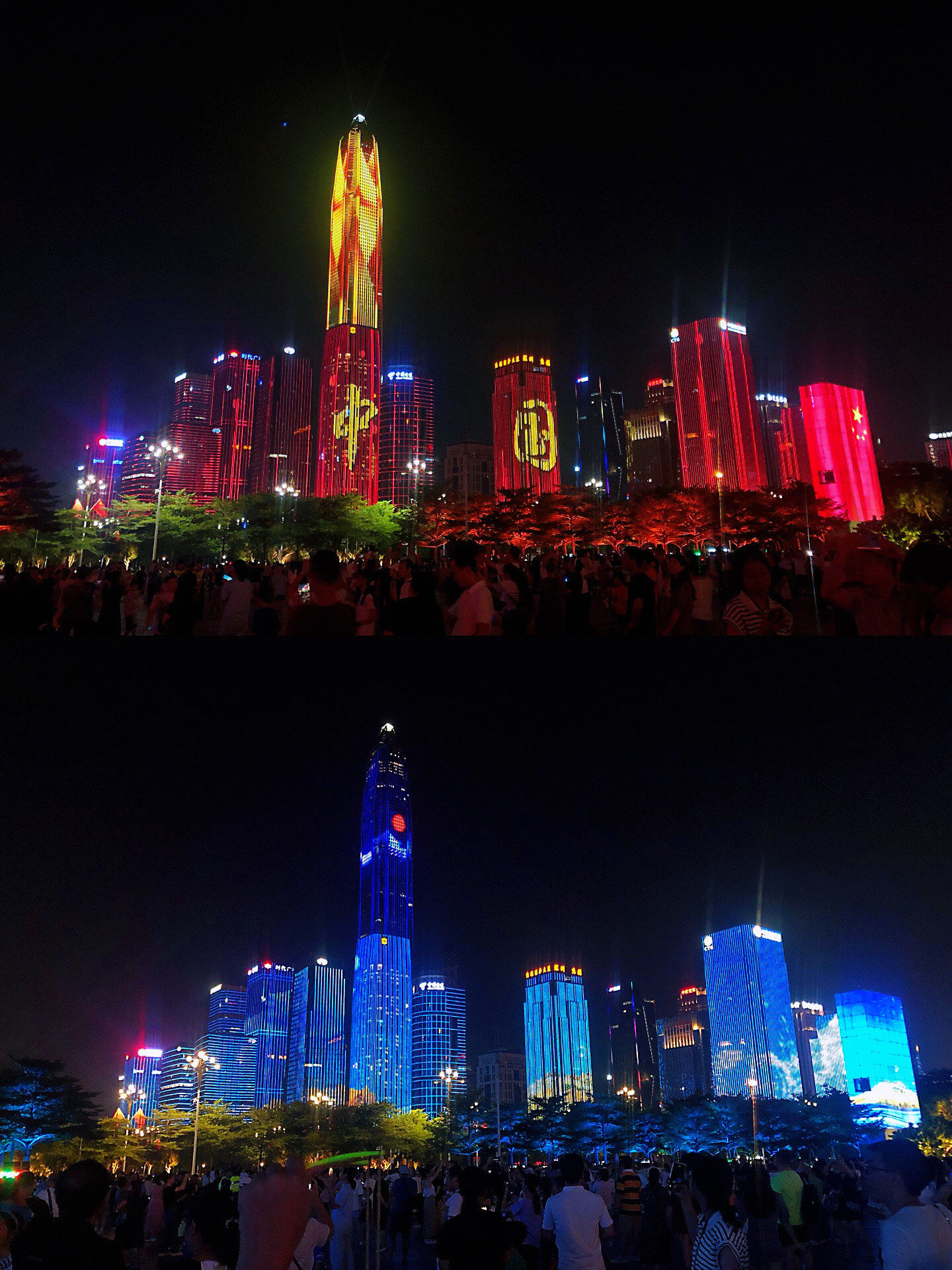 值得游客专门来看的国庆主题深圳市民中心灯光秀