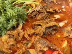 土豆排骨火锅（辣）-喇喇排骨火锅·传统韩式脊骨汤(望京西园总店)