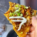 腌鸡排剩余的面糊变成披萨🍕[胜利][胜利][胜利]