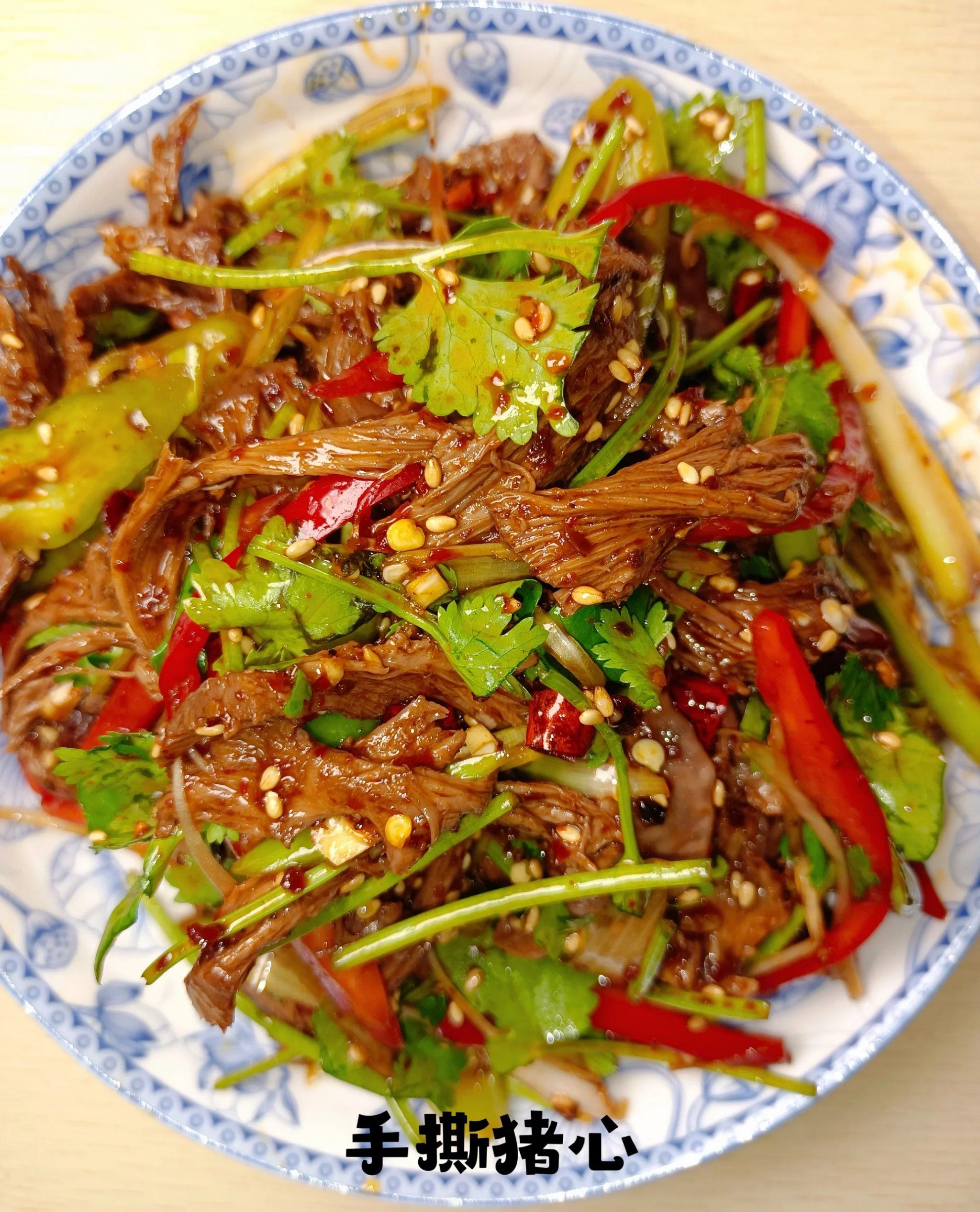 手撕猪心的家常做法